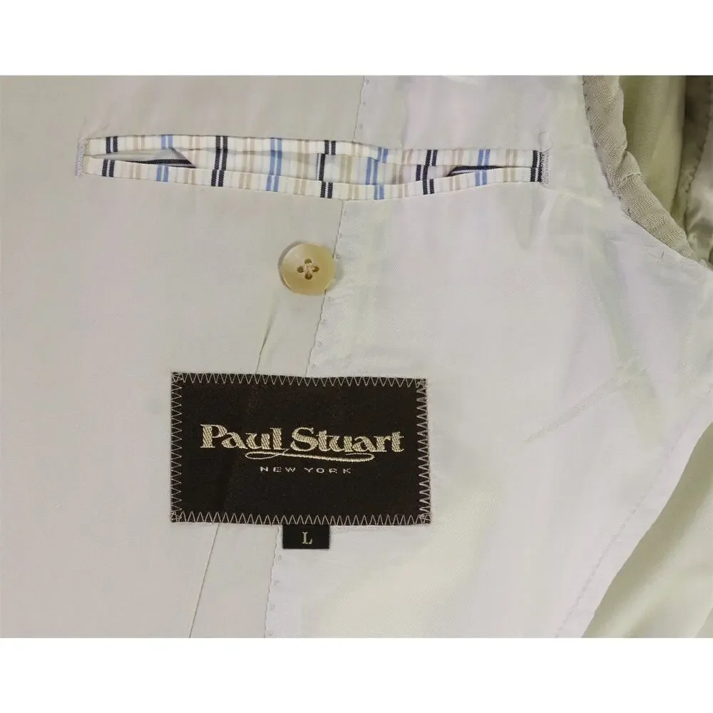Paul Stuart Khaki Tan Cotton 2-Btn Blazer Jacket 38S